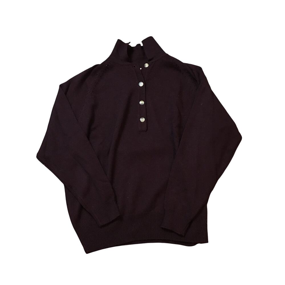 Vintage Tabi International Lambswool blend Brown Men sweater Button Up 1/4 Large